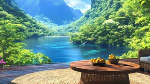 护眼山川绿景河流带鱼屏