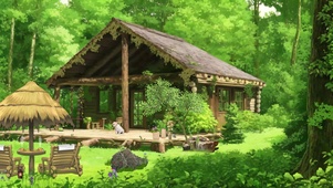 治愈绿色护眼森林木屋