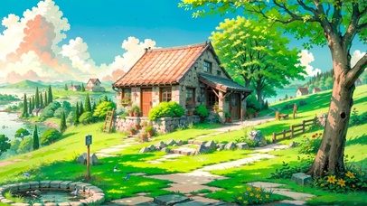 夏日河边治愈小屋