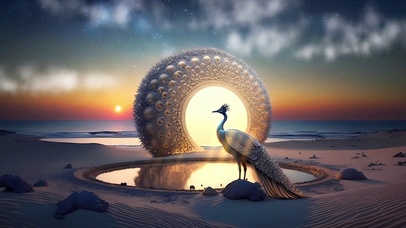 海边的孔雀