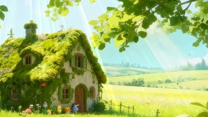 蓝天白云树木绿景双屏