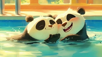 熊猫戏水