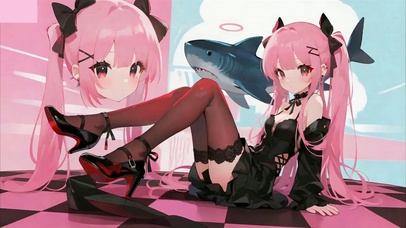 搞怪粉色少女鲨