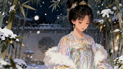 雪景古风美女