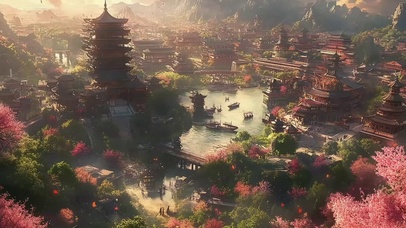 辉煌灿烂繁华古城风景