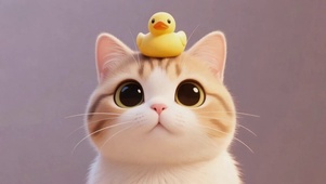 头顶小黄鸭的猫咪