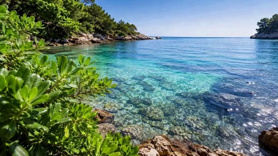 清澈海湾夏日自然风景