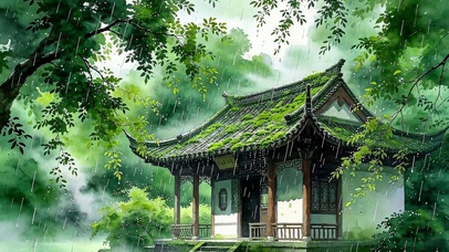 雨天树木