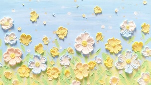 蓝空漫野的春日繁花