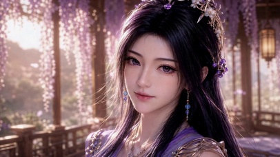 （免费）花下古风紫衣美人-紫灵