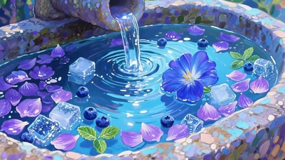 清凉感蓝色流水