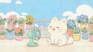 小猫吹风扇