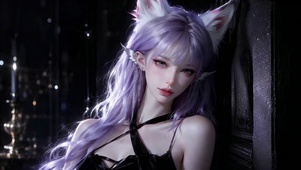 暗夜紫发狐耳美少女