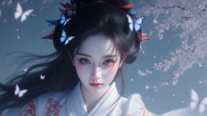 古风汉服樱花蝴蝶女孩
