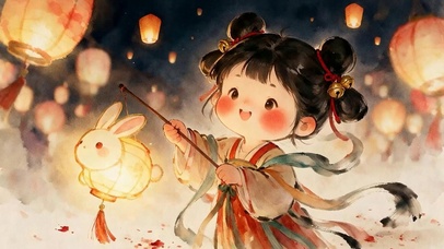 古风女孩中秋佳节