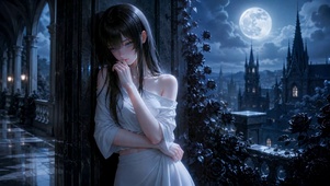 月夜古堡清冷美少女