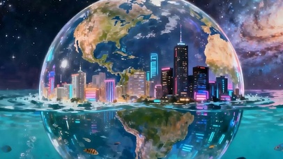 科幻宇宙海底世界带鱼屏