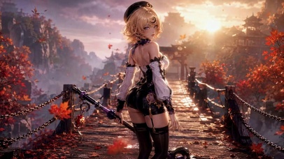 秋日枫林二次元美少女