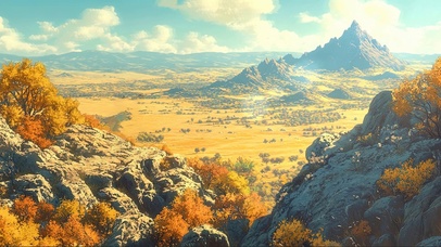 俯瞰秋日草原群山