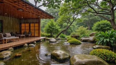 【雨景】后院的池塘