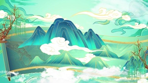 中国风山水卷轴国潮风动态背景