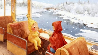 坐着缆车看雪景