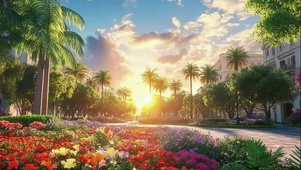 城市清晨朝阳花园小区