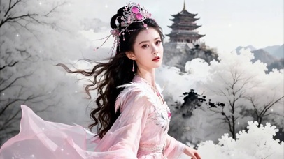 仙气飘飘粉色衣裙修仙美女女神2