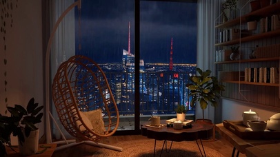 纽约市的雷雨之夜