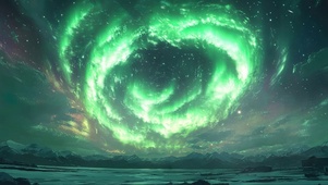 静谧广阔雪原梦幻极光