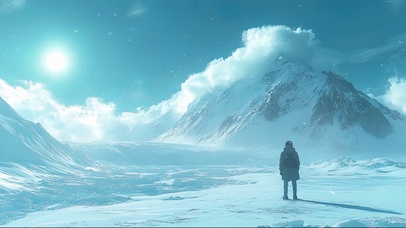 蓝天阳光南极冰川探险