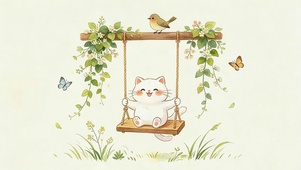 可爱荡秋千的猫咪