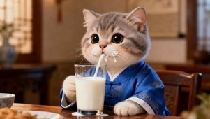 喝牛奶猫咪