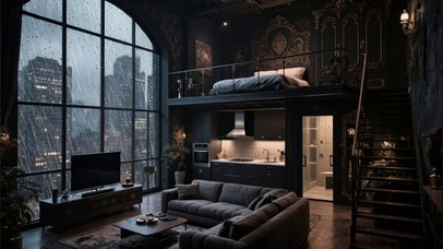 【雨景】巴洛克轻奢风复式开间