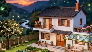 夜景乡村景色带鱼屏