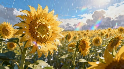雨中向日葵