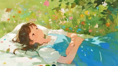 躺树下女孩