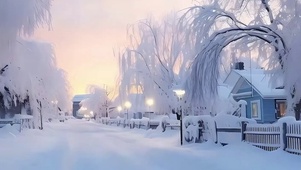 雪景树木带鱼屏