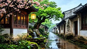 治愈雨后小镇4K