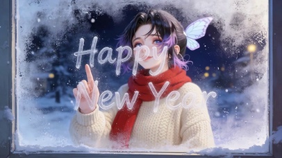 窗外文字涂鸦蝴蝶忍