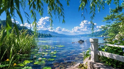 夏日湖畔风光