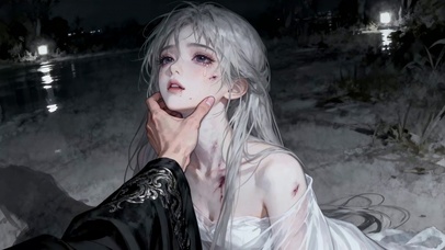 奇幻伤感绝望白发纯欲少女的眼泪