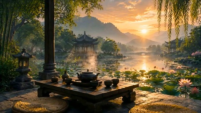国风湖畔日出