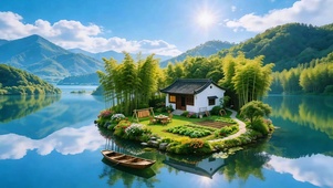 湖岛竹居 护眼