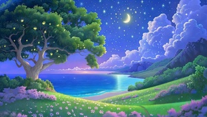 护眼夜景星空河流