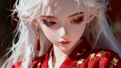 雪发红妆的金饰少女古风眸语美人