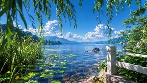 夏日湖畔风光
