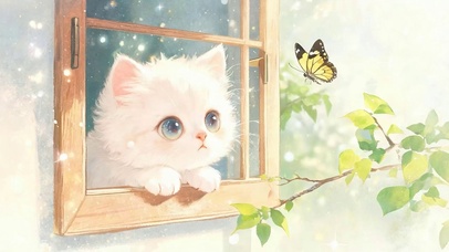 望着蝴蝶猫咪