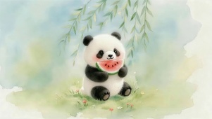 吃西瓜的熊猫