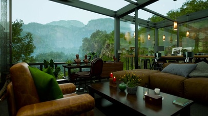 雨天山中别墅小屋